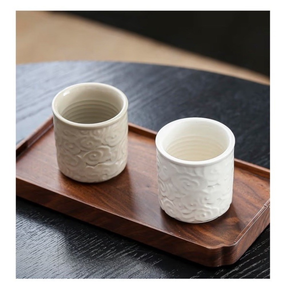 Set of 4 Ceramic Espresso Cups 3oz Gray Dishwasher Safe Coffee Tea Espresso NEW
